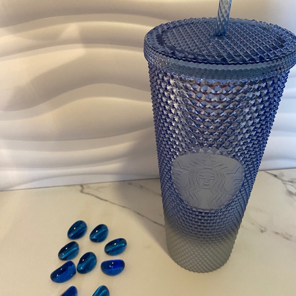 NEW Starbucks 24oz Spring Unicorn Iridescent Blue Silver Bling Studded Tumbler